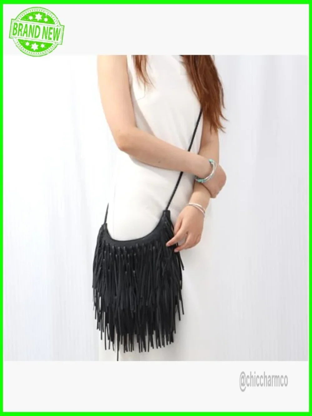 Leather Fringe Crossbody Purse Boho Western Hobo Bag Women's Accessory